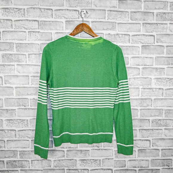 AMI Alexandre Mattiussi Heart Logo Stripe Sweater in Green size XL - Picture 9 of 11